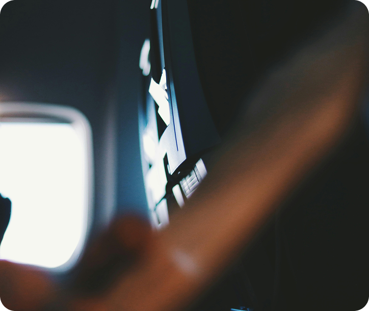 Airplane interior at night